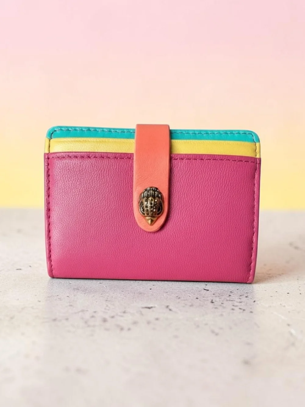 Kurt Geiger Kensington Multicolor Leather Bifold Card Wallet, NWT